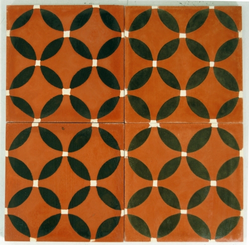 Cement tiles set, Ornament of 4 tiles, brown - Design 7 - 1,5x40x40 cm 