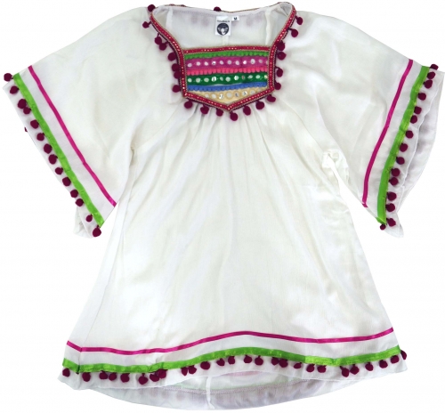 Poncho, girls blouse, Boho children tunic, children`s dress - white