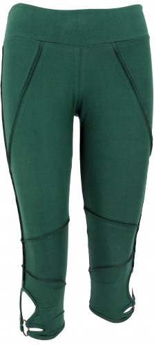 3/4 Ladies Leggings, Psytrance Goa Leggings, Yoga Pants - emerald green