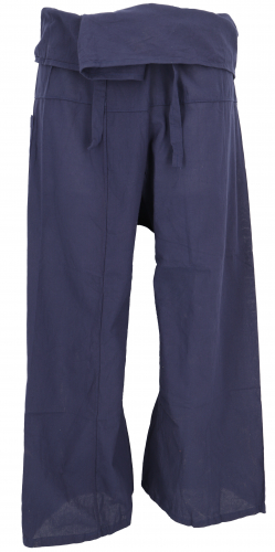 Thai cotton fisherman pants, loose fit wrap pants, wide yoga pants - navy blue