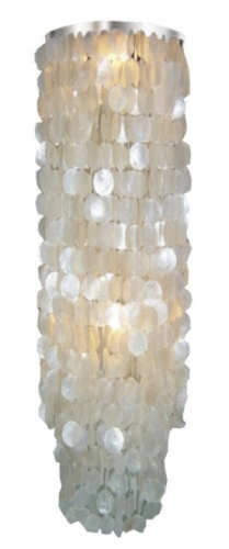 Ceiling lamp/ceiling light, shell lamp made of hundreds of Capiz, mother of pearl plates - model Samoa XL chrome - 200x40x40 cm 