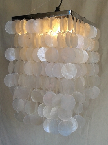 Ceiling Lamp/Ceiling Lamp, Shell Lamp made of hundreds of capiz, mother of pearl plates - Model Sabah chrome - 40x30x30 cm 