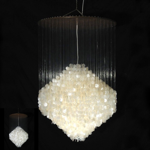 Ceiling Lamp/Ceiling Lamp, Shell Lamp made of hundreds of capiz, mother of pearl plates - Model Samet - 100x61x61 cm 