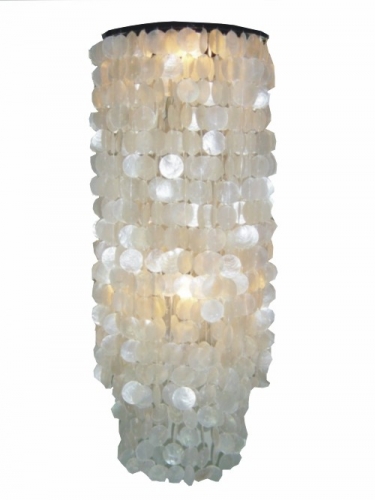 Ceiling lamp/ceiling light, shell lamp made of hundreds of Capiz, mother of pearl plates - model Samoa XL - 200x40x40 cm 