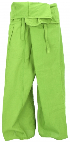 Thai cotton fisherman pants, loose fit wrap pants, wide yoga pants - lemon-green
