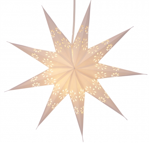 Foldable advent illuminated paper star, poinsettia 40 cm - Phoenix natural white