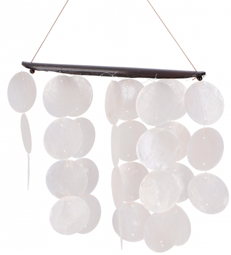 Long shell wind chime, sound play - white - 30x20 cm