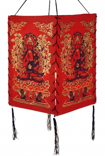 Lokta paper hanging lampshade, ceiling lamp from handmade paper - Buddha 2 red - 28x18x18 cm 