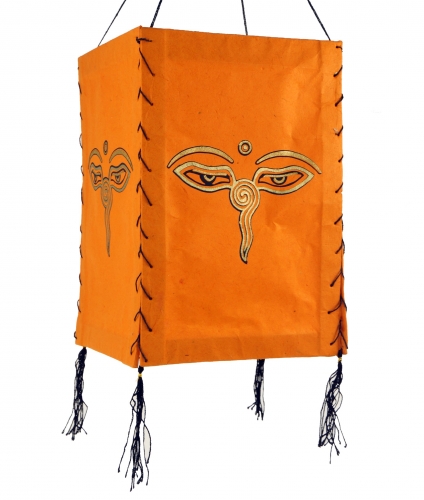 Lokta paper hanging lampshade, ceiling lamp from handmade paper - Buddha`s eyes orange - 28x18x18 cm 