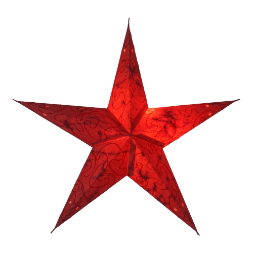 Foldable advent illuminated paper star, poinsettia 40 cm - Mercury small red
