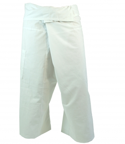 Thai cotton fisherman pants, loose fit wrap pants, wide yoga pants - white