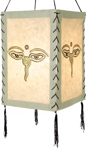 Lokta paper hanging lampshade, ceiling lamp from handmade paper - Buddha`s eyes white - 28x18x18 cm 