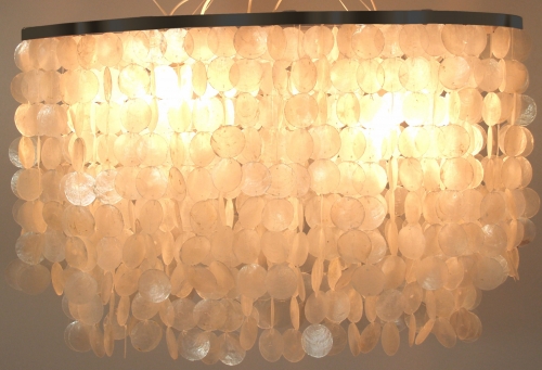 Ceiling lamp/ceiling light fixture, shell light fixture made of hundreds of Capiz, mother of pearl platelets - model Colima - 50x75x40 cm 