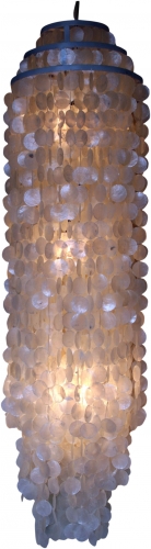 Ceiling lamp/ceiling light, shell lamp made of hundreds of Capiz, mother of pearl plates - model Samos - 150x40x40 cm 