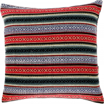Boho style pillowcase, woven ethnic pillowcase - red/green