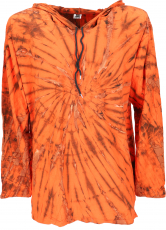 Batik Shirt, Goa Tie Dye Long Sleeve Shirt - orange