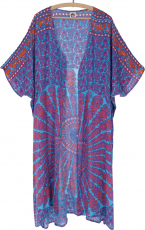 Light summer kimono, cape, beach dress with mandala pattern - tur..