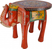 Vintage stool, elephant shaped flower bench - orange