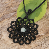 Macrame chain flower of life - black
