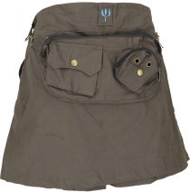 Goa shorts, short pants skirt, side bag fanny pack skirt - dark o..