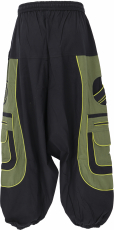Harem pants, harem pants, bloomers, aladdin pants - black/green
