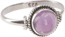 Boho silver ring, filigree gemstone ring with round stone - ameth..