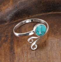 Filigree silver ring with gemstone, Indian silver ring - turquois..