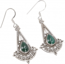 Indian silver earrings, filigree ethno earrings, boho ornament ea..