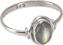 Boho silver ring, filigree gemstone ring - labradorite
