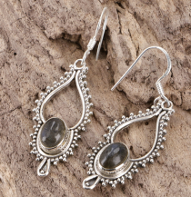 Boho silver earrings, earrings - labradorite