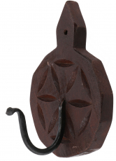 Indian round wooden wall hook - model 1