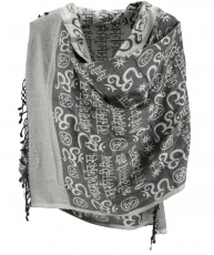 Pashmina viscose scarf/stole with OM pattern - grey