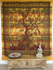 Boho style wall hanging, Indian bedspread tree of life - yellow