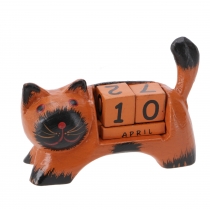 wooden calendar - cat orange