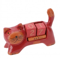 wooden calendar - cat red