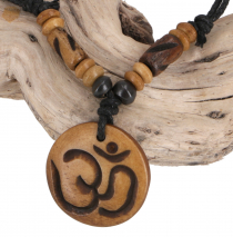 Ethno amulet, Tibet necklace, Tibet jewelry - OM brown