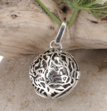 Angelcaller, silver singing ball necklace pendant - model 1