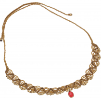 Macramé chain bead, hippie boho chain - khaki/coral