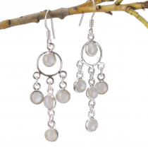 Indian silver earrings Bollywood style, boho earrings - moonstone