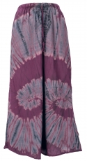 Boho batik culottes, wide summer trousers - plum