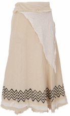 Goa wrap skirt, hippie layered skirt, boho skirt - beige/printed