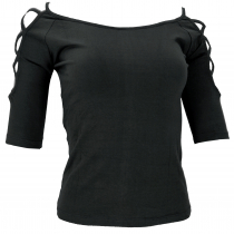 Goa shirt, Boho shirt 1/2 sleeves - black