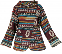 Cape, Boho wrap jacket Inca pattern - brown/mustard
