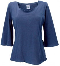 Organic cotton shirt with trumpet sleeves - blue