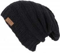 Cotton beanie, hand knitted dread head cap, Nepal cap - black