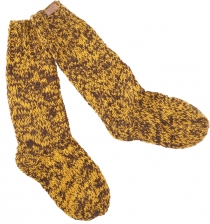 Hand knitted sheep wool socks, home socks, Nepal socks - yellow/b..