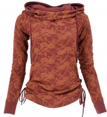 Longshirt organic cotton, boho shirt shawl hood - date brown/oran..