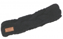 Plaited wool-knit headband, knitted ear warmer - black