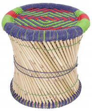 Large Indian wicker stool, bamboo stool, seat pouf, basket storag..