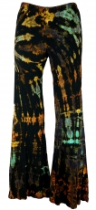 Batik leggings with flare, unique boho flare pants - black